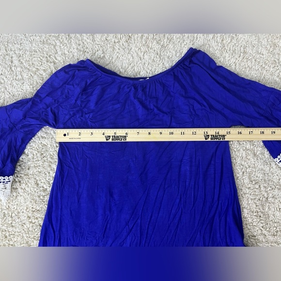 Kids 6-8 Blue Long Sleeve Top With Lace Trimmings NWT - Picture 5 of 6